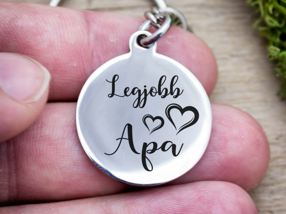 Legjobb Apa acél medálos kulcstartó