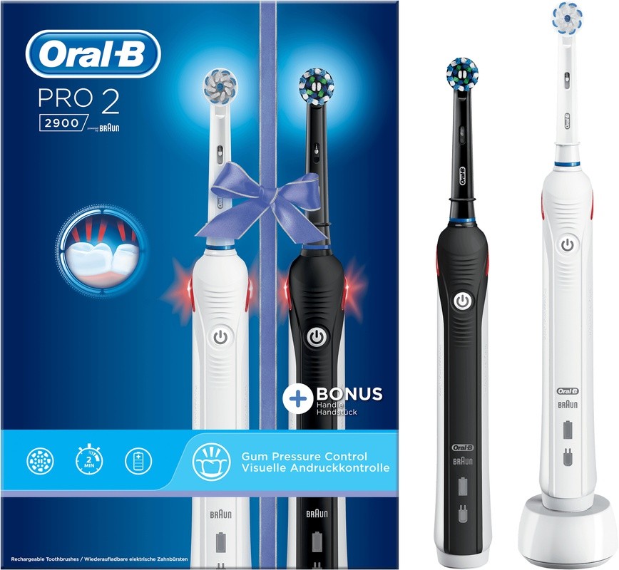 Oral-B PRO 2 2900 BLACK & WHITE Duopack elektromos fogkefe csomag