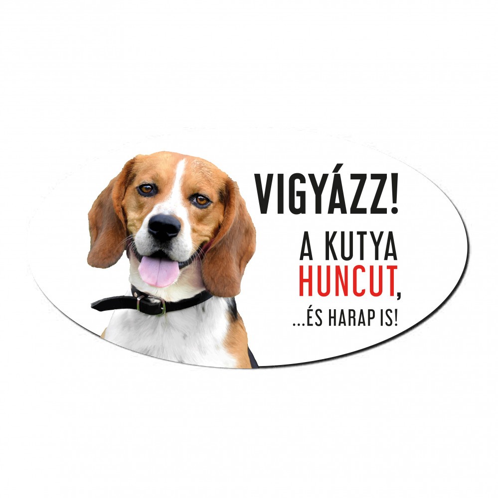 Vigyázz a kutya harap tábla műanyagból BEAGLE