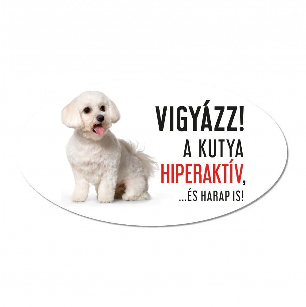 Vigyázz a kutya harap tábla műanyagból BICHON HAVANESE